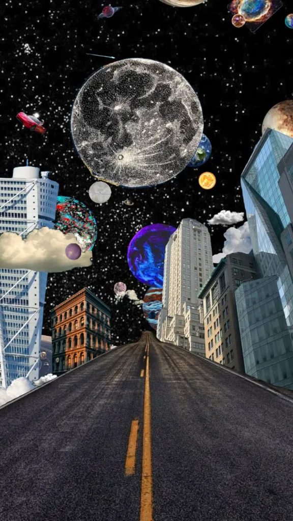 Surreal City Spacecore Phone Wallpaper