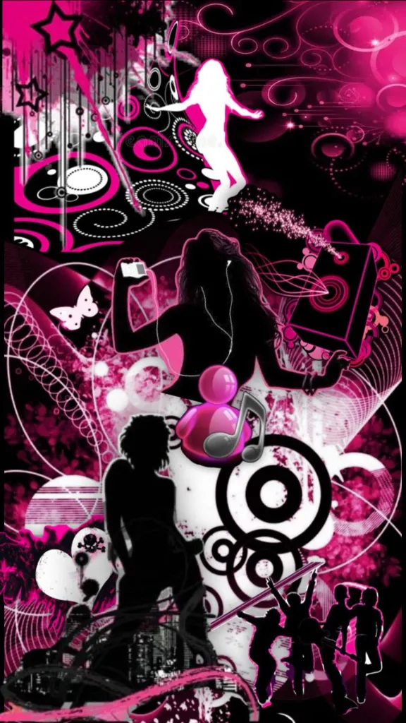 Pink Abstract Music Frutiger Metro iPhone Wallpaper