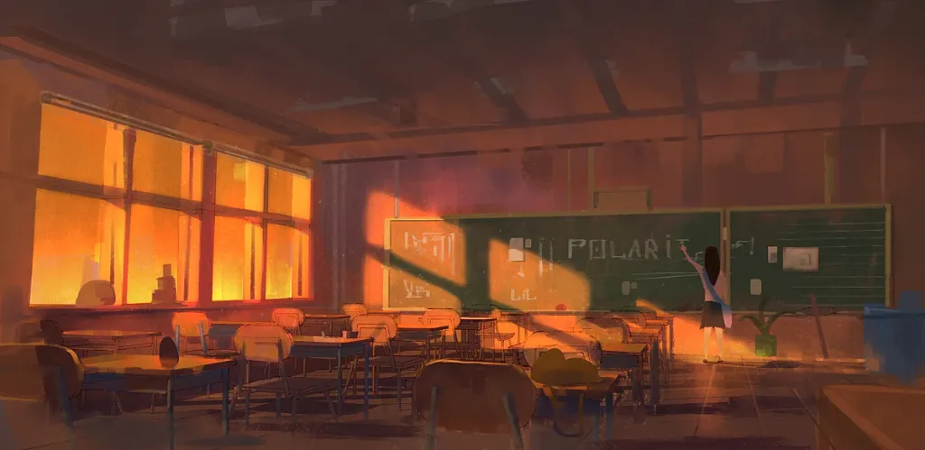 Anime Classroom Sunset