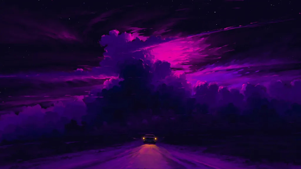 Neon Purple Night Car