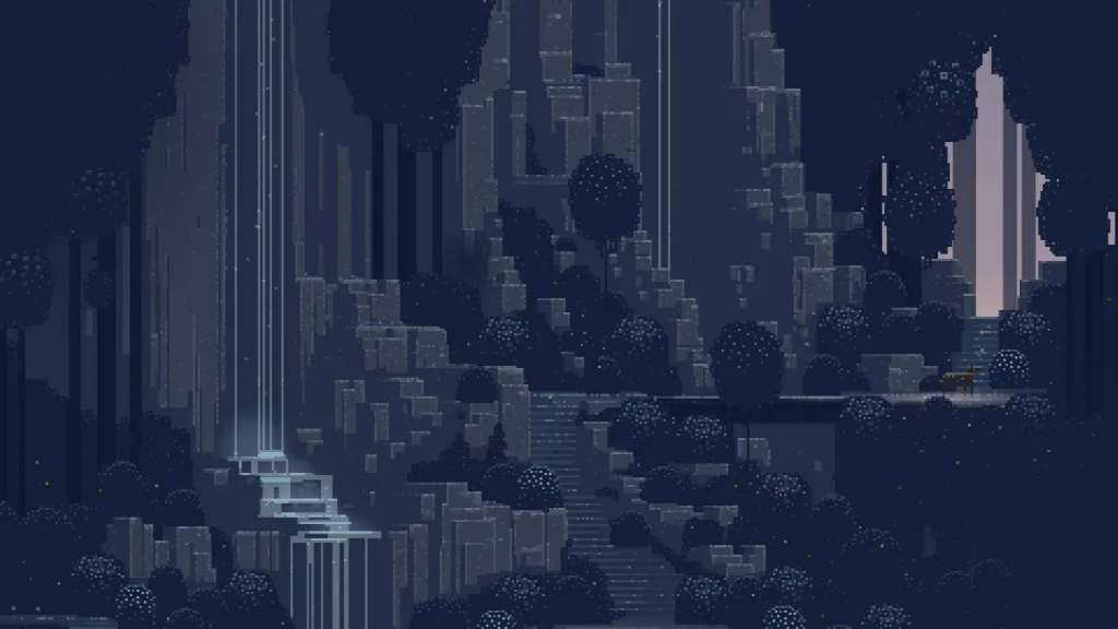 Dark Pixel Art Landscape