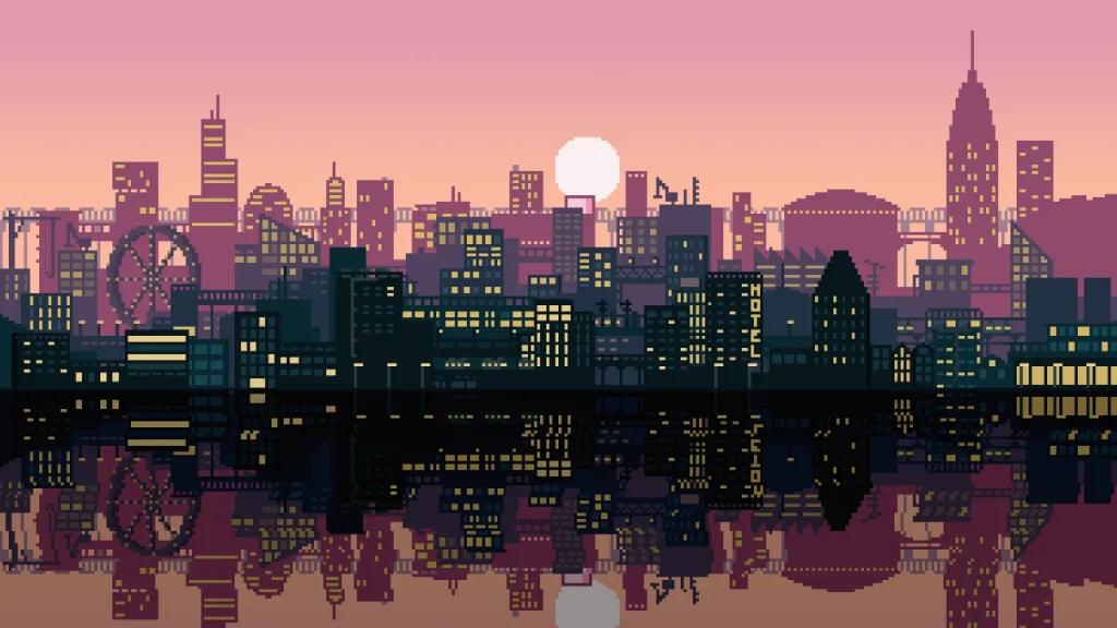Retro Pixel City Wallpaper