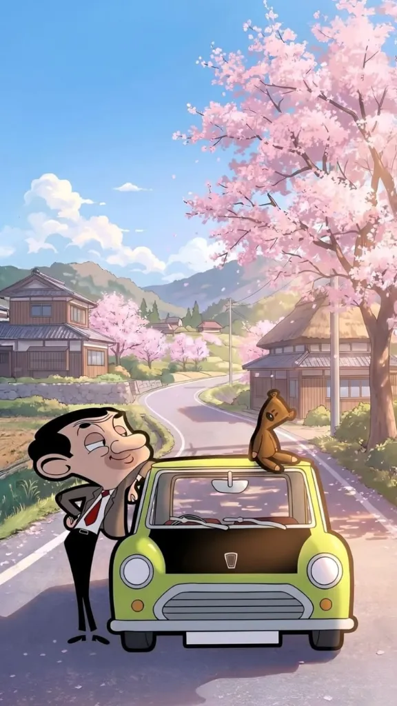 Anime Mr. Bean Cherry Blossom
