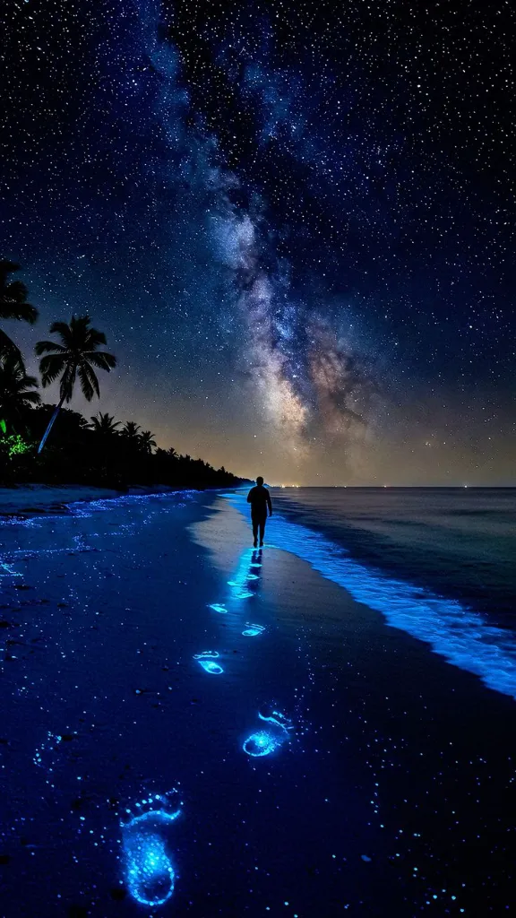 Bioluminescent Beach Milky Way