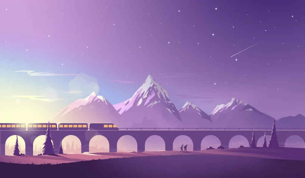 Purple Mountain Train Wallpaper