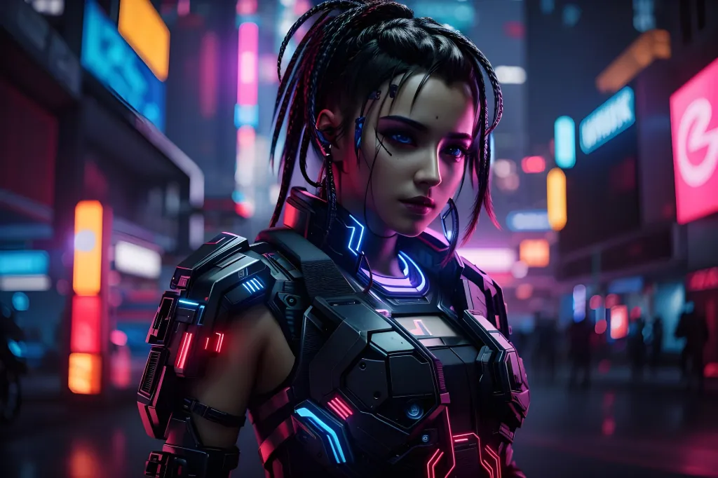Cyberpunk Girl Neon City