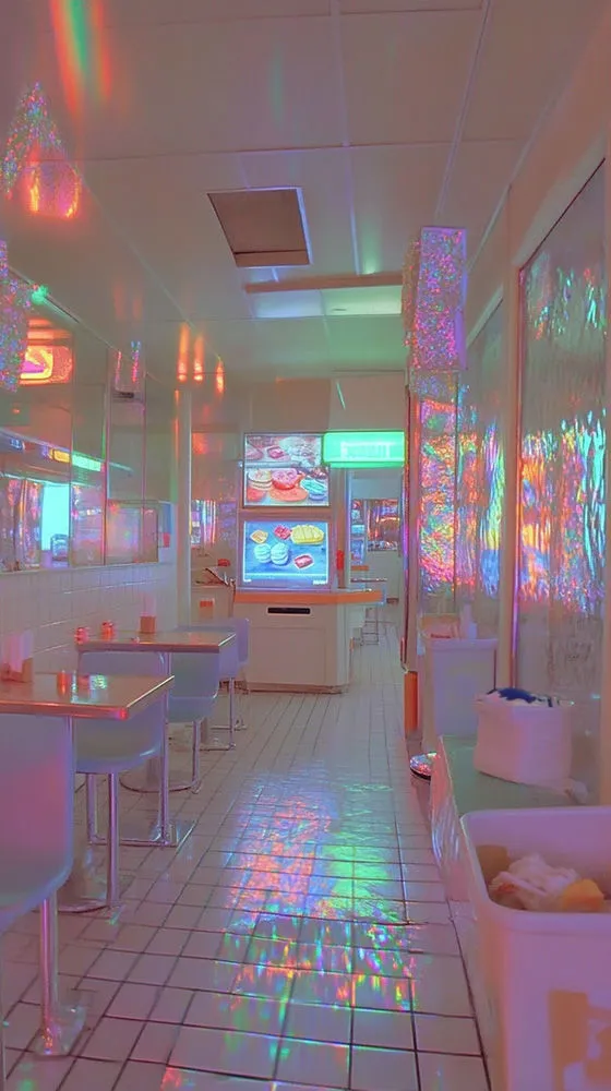 Vaporwave Aesthetic Diner Interior dreamcore
