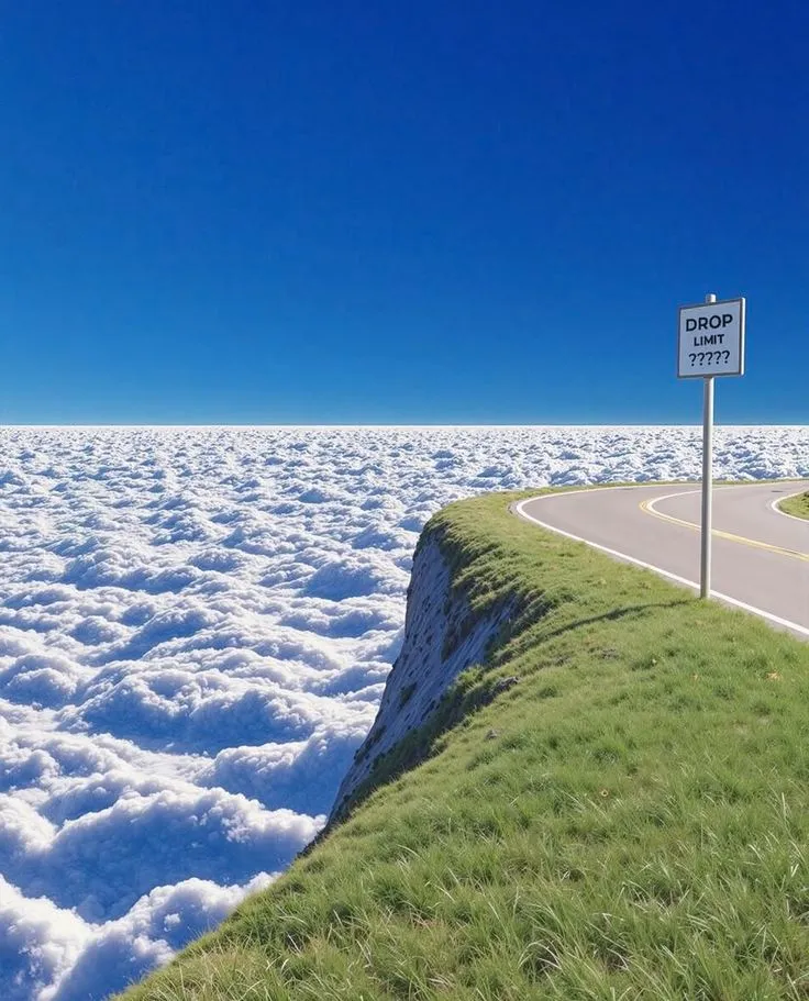 Surreal Cliff Road Scene dreamcore
