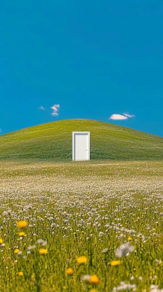 Surreal White Door Landscape dreamcore