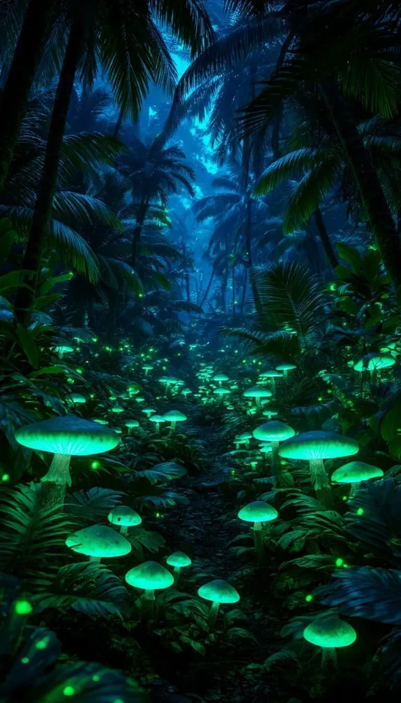 Enchanted Glowing Forest Wallpaper