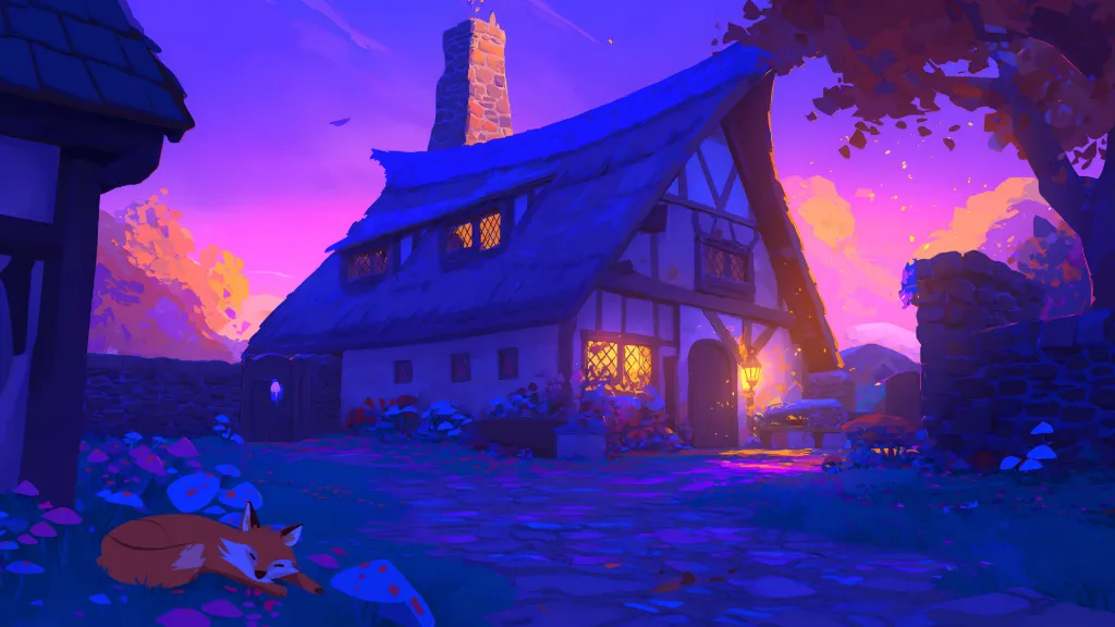 Fantasy Village Fox Wallpaper