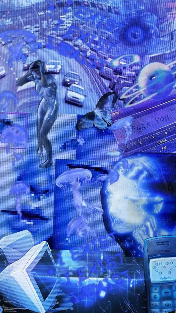 Blue Cyber Glitch Cybercore/Technocore 