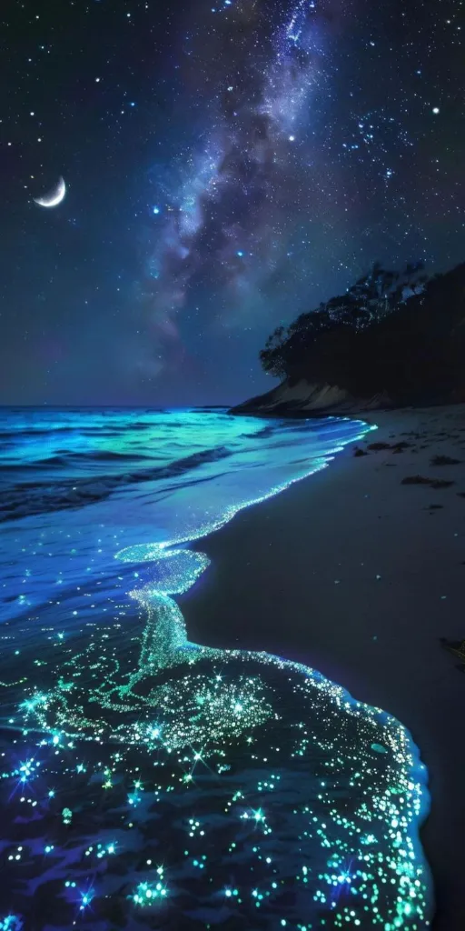iPhone Bioluminescent Beach Milky Way