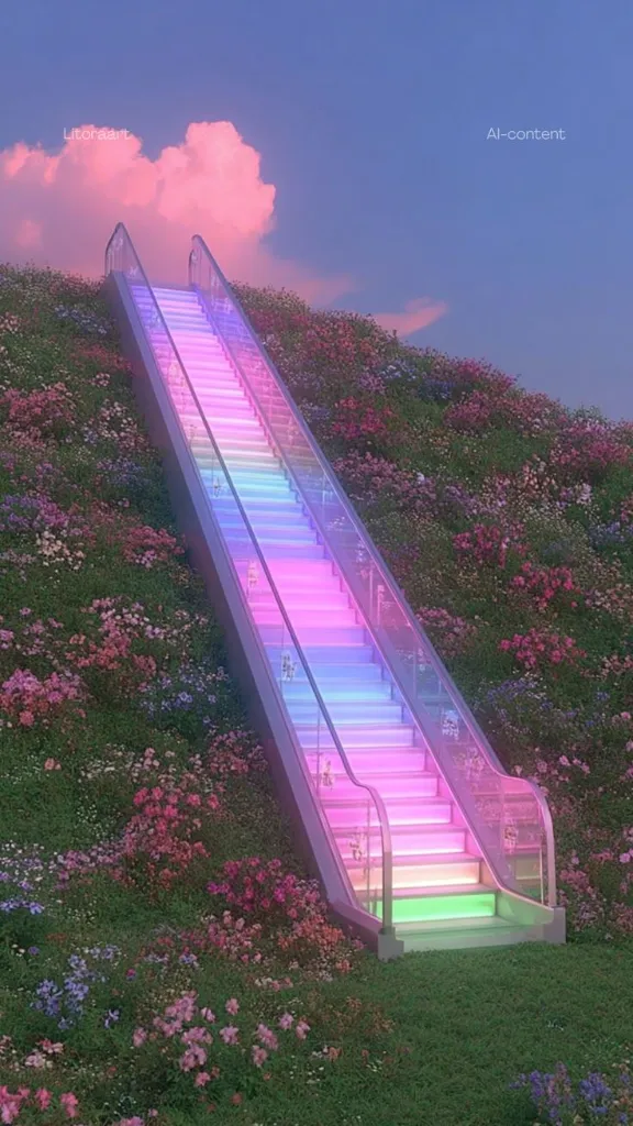 Rainbow Escalator dreamcore iPhone Wallpaper
