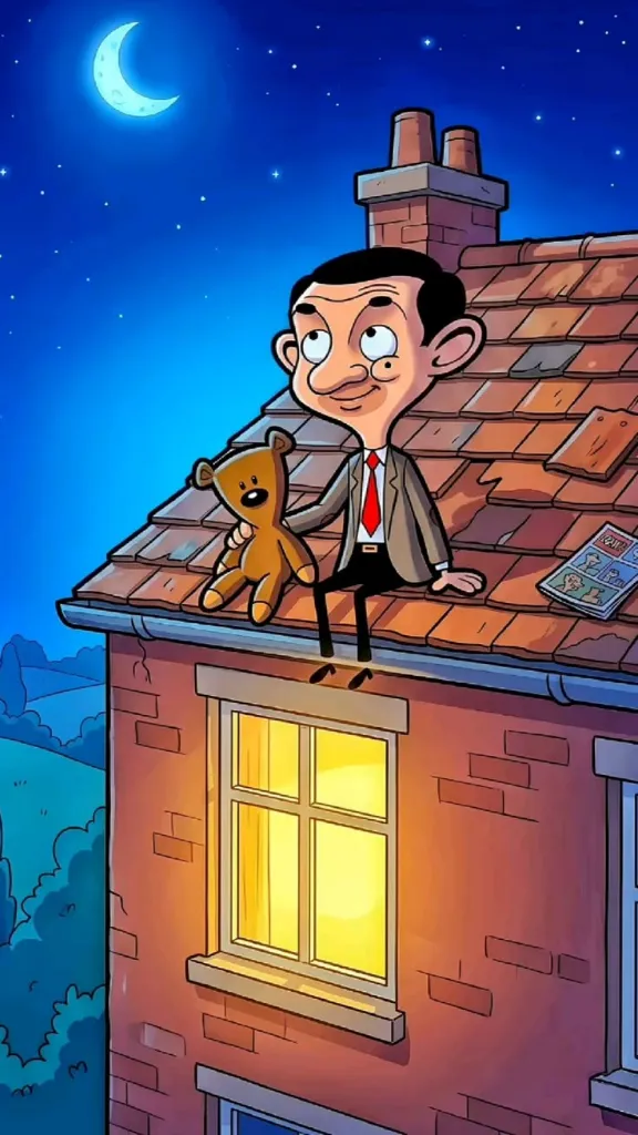 Mr. Bean Cartoon on Roof