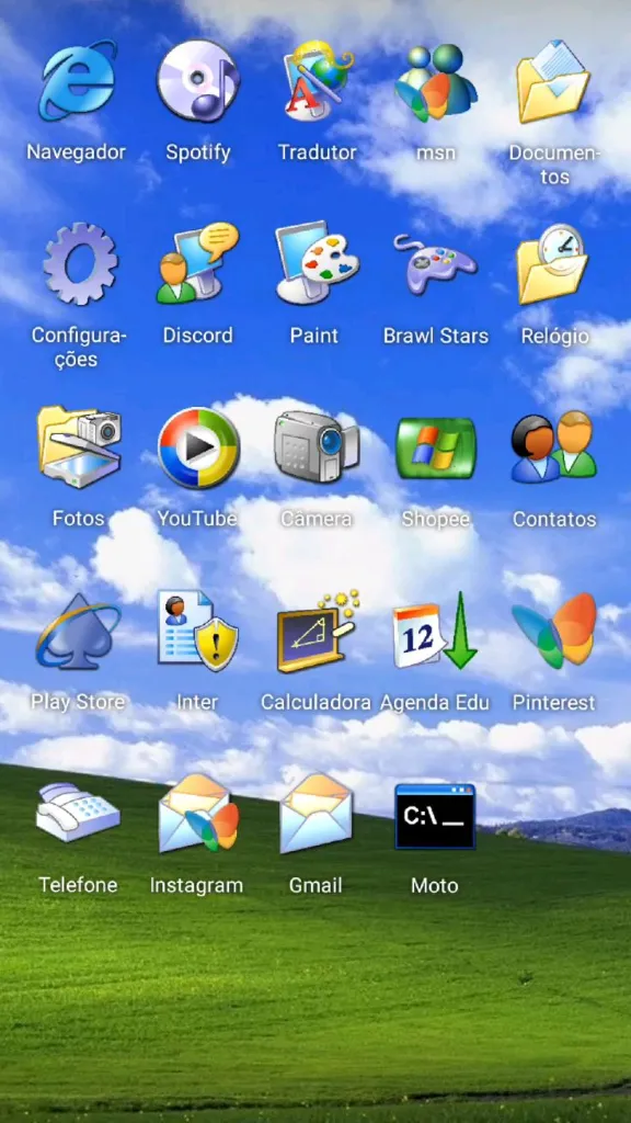 Windows XP Bliss Skeuomorphic ui