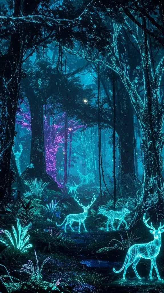Glowing Fantasy Forest iPhone Wallpaper