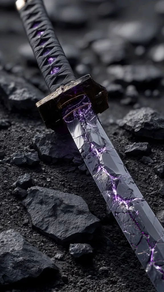 Glowing Purple Cracked Katana