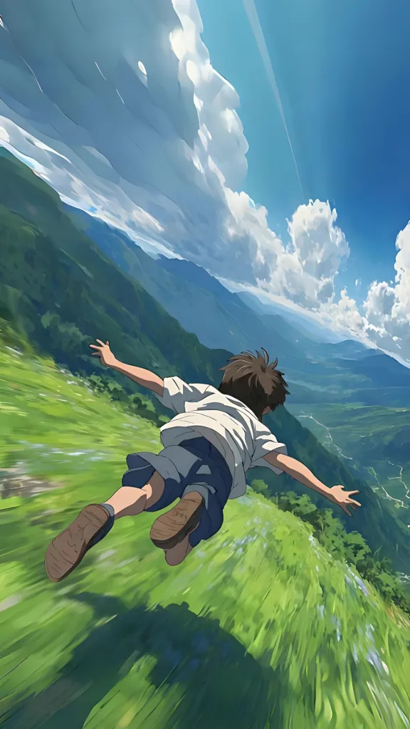 Anime Boy Flying Landscape