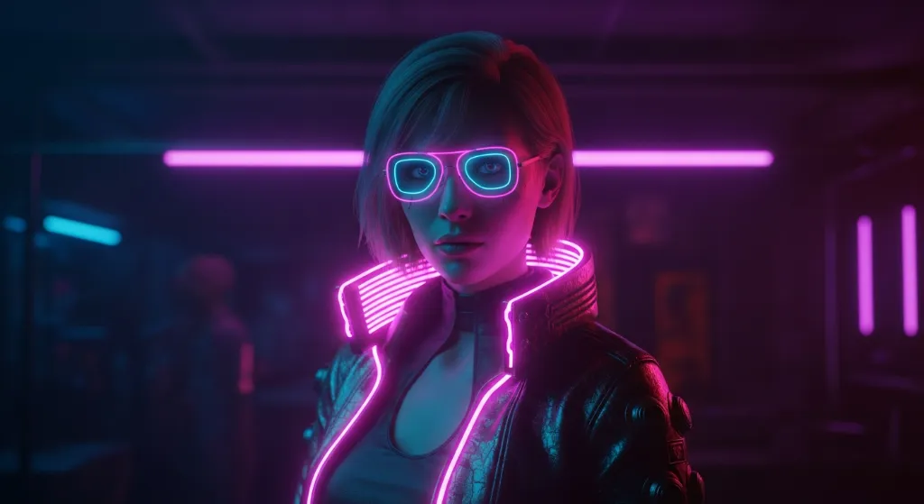 Cyberpunk Girl Neon City