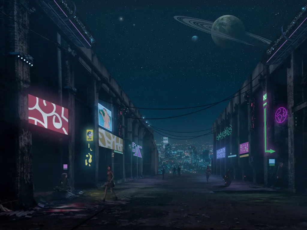 Cyberpunk City Night Planet