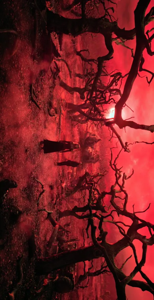 Ominous Red Forest Scene