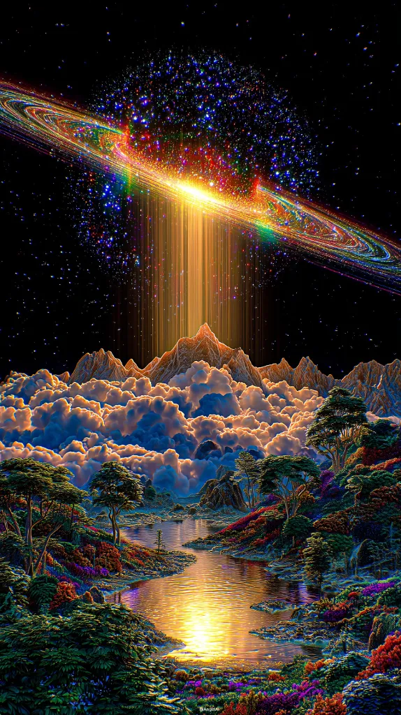 Cosmic Fantasy AI Art Wallpaper