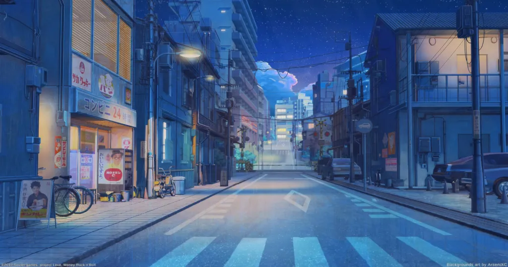 Anime City Night Street