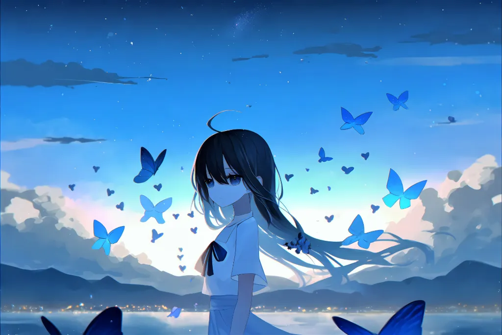 Anime girl butterfly art
