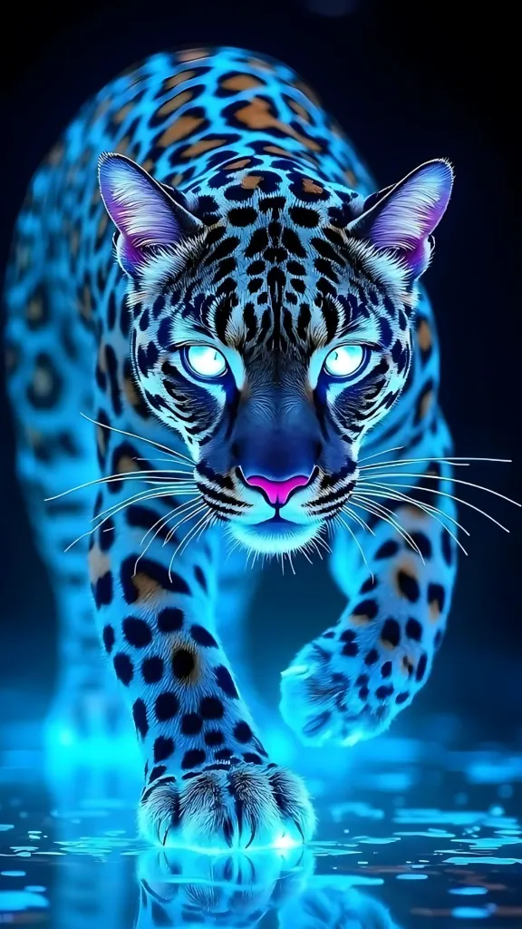 Blue Neon Jaguar Wallpaper