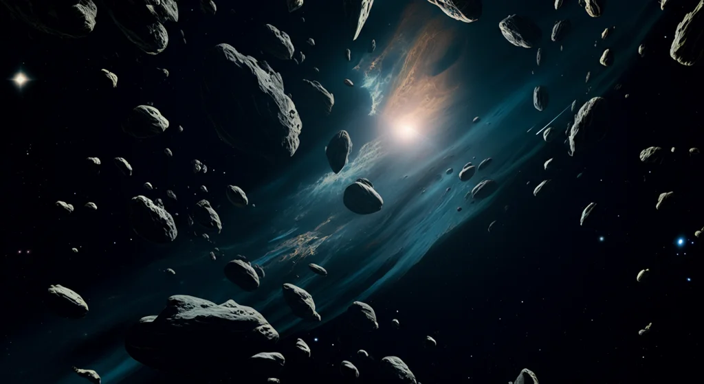 Asteroid Belt and Nebula's Glow