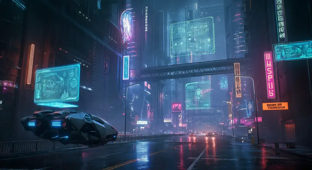 Rainy Cyberpunk City Night