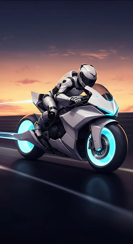 Cybernetic Rider at Sunset