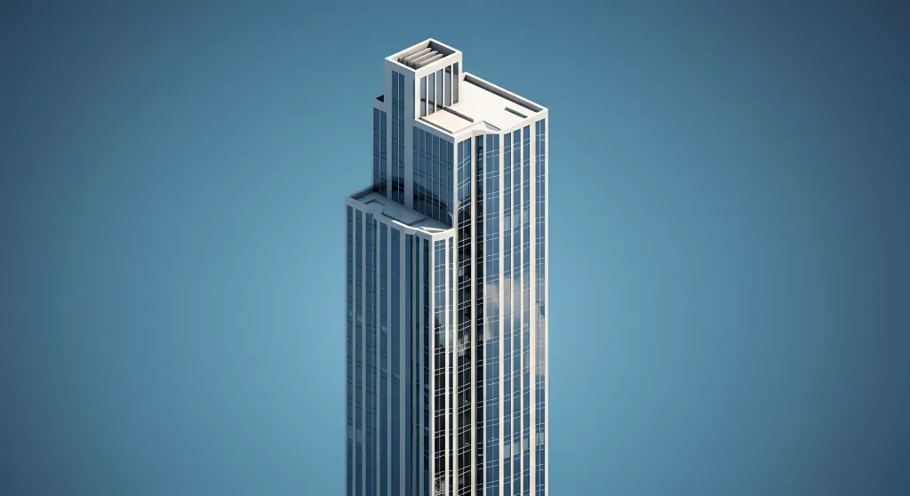 Modern Skyscraper Against Blue Sky