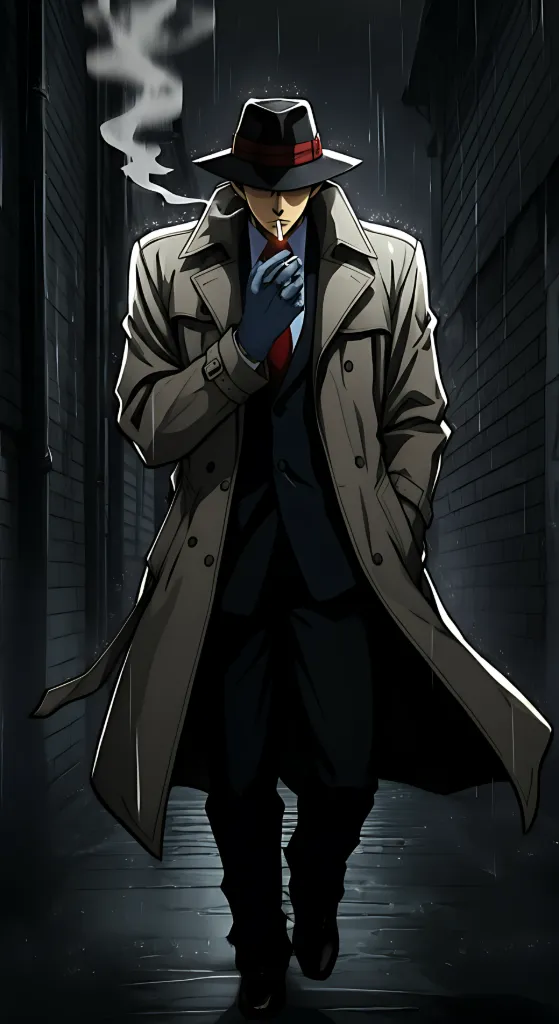 Anime Detective in Dark Alley