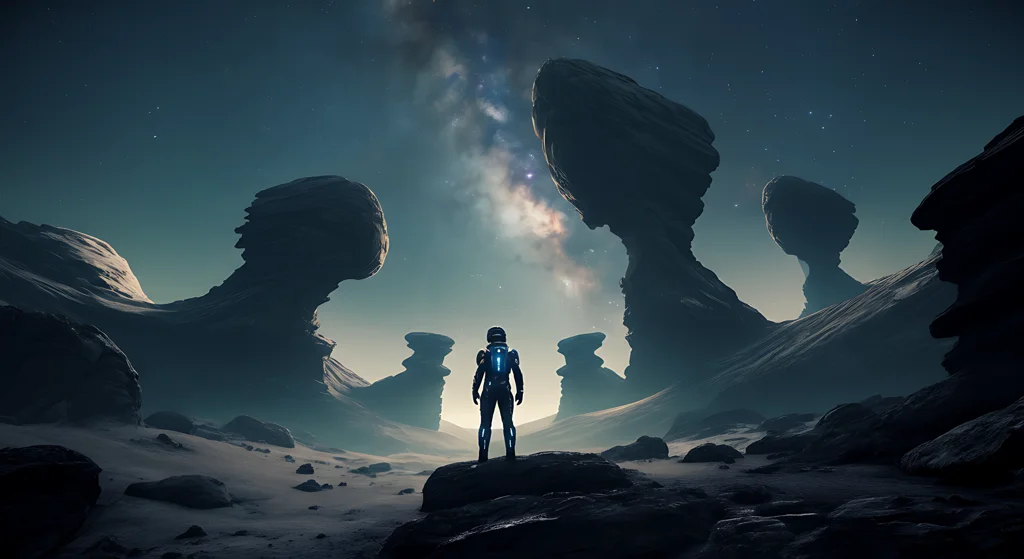 Explorer Under Cosmic Sky