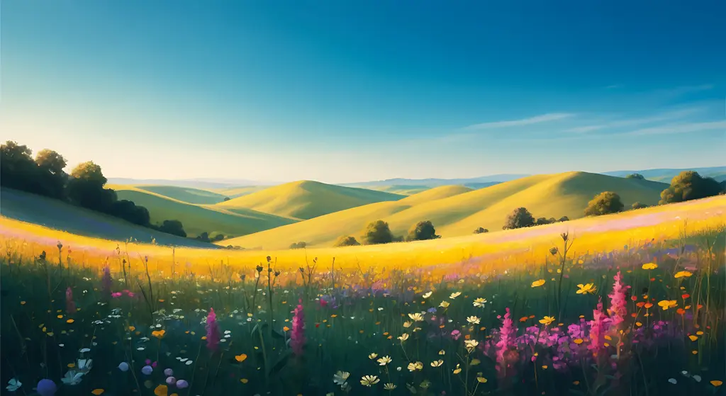 Golden Hills and Wildflower Fields