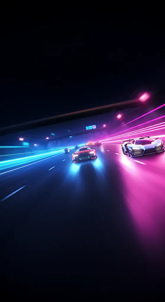 Futuristic Cars in Neon Road