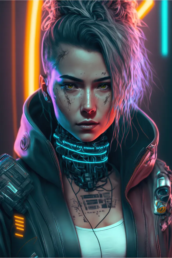 Neon Cyberpunk Woman Wallpaper